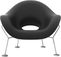 Црна фотелја Пупа | Хромиран Кебоо Андреа Бранци 1