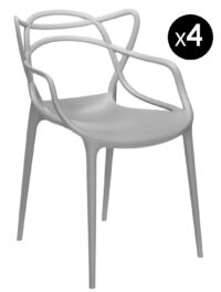 Stapelbarer Sessel des Meisters - Los mit 4 hellgrauen Kartell Philippe Starck | Eugeni Quitllet 1