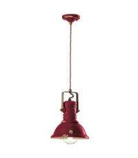 Lámpara de suspensión industrial C1691 en burdeos de Ferroluce 1